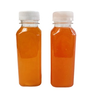 Wholesale 8oz Transparent Food Grade PET Square Beverage Plastic Juice and Lid Water Bottle