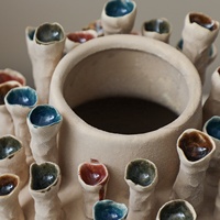 Vase décoratif en céramique artisanale de style Wabi-Sabi nordique, design créatif, corail, pour la maison, l'hôtel, le mariage, écologique, à large ouverture