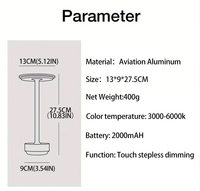 Lampe de table portable en aluminium rechargeable par USB, à LED, avec barre tactile, pour la décoration moderne des hôtels et restaurants (vente en gros)