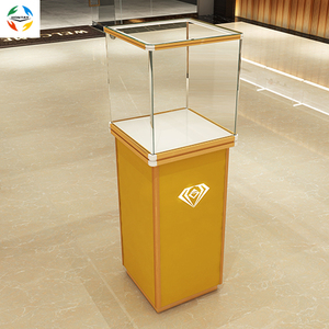 Vitrine de présentation de bijoux de luxe en verre trempé éclairé par LED, en marbre noir de haute qualité, robuste, pour l'intérieur des magasins - Product Image 4