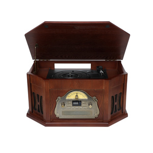 Reproductor de CD, Gramófono Clásico de Madera, Discos de Vinilo, MP3, CD, Casete, Centro de Música Nostálgico, Tocadiscos de Vinilo - Product Image 1