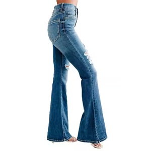 Jeans de Pierna Recta Personalizables OEM, Corte Ajustado, Estilo Vintage, Transpirables, Casuales, de Mezclilla, para Mujer - Product Image 2