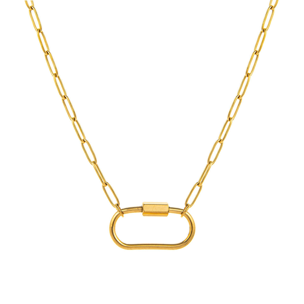 Gold Paperclip Large Oval Carabiner Chain (Gold)
