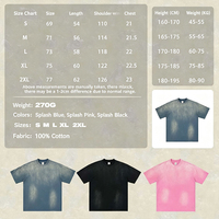 T-shirt Homme en Coton 270G, Effet Usé et Délavé par Pulvérisation, Coupe Épaules Tombantes, Style Rétro Streetwear, T-shirt Vierge en Gros