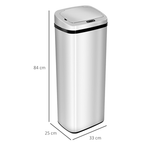HOMCOM Poubelle à ouverture automatique à capteur infrarouge en acier inoxydable 50L, argent - Product Image 3