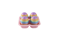 Lot de 4 jouets anti-stress œufs à presser imprimés en 3D, œufs arc-en-ciel à presser avec plateau, jouet sensoriel de bureau pour enfants, cadeau