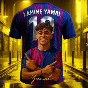 26 27 Nouvelle saison Brca Yamal Maillot de football rayé rouge et bleu classique Club méditerranéen Unisexe Adulte Enfant Vêtements de sport - Product Image 2