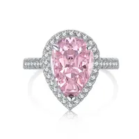 Anel feminino de prata esterlina 925, flor de gelo de inposição rosa com temperamento elegante