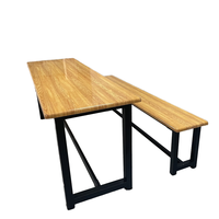 Ensemble table et chaises de restauration rapide moderne personnalisable, moulage par flexion, fibre de verre durable, imitation bois, finition grainée