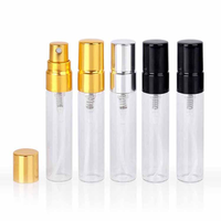 Flacon pulvérisateur vide en verre transparent de 2 ml, 3 ml, 5 ml, 10 ml, mini atomiseur, flacon d'échantillon de parfum avec bouchon doré, argenté ou noir