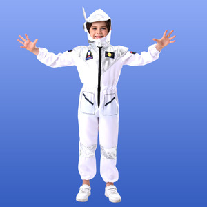 Costume d'astronaute pour enfants, combinaison blanche à manches longues avec poches pour Halloween, fête cosplay, spectacle - Product Image 3