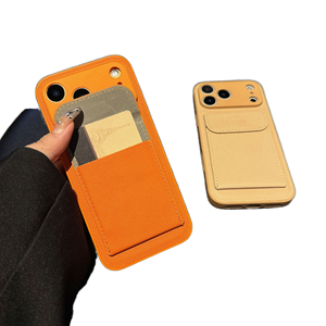 สำหรับเคสโทรศัพท์ไอโฟนแบบกระเป๋าสตางค์พร้อมที่ใส่บัตรหนังเทียมสีส้มและสีเบจ - Product Image 1