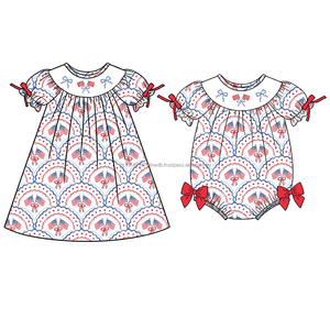 Précommande MOQ 5 – Nouveaux nœuds de drapeau du 4 juillet pour filles, étoiles, en coton biologique/spandex, doux, vêtements de boutique pour tout-petits, vente en gros - Product Image 4