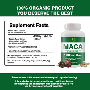 Cápsulas de raíz de Maca orgánica de marca personalizada para impulsar el equilibrio energético, hormonas, potenciadores de la salud naturales - Product Image 2