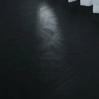 Plancher en bois composite renforcé à motif dentelé noir haute densité 12 mm, style vintage, vinyle en chevrons, stratifié, pour la maison
