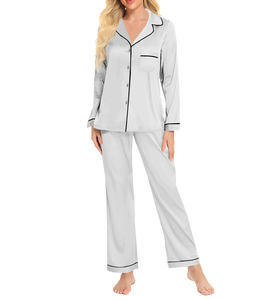 Stampa su richiesta da donna pigiami in seta Lce Set pigiami da notte da donna - Product Image 4