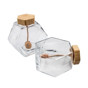 Lọ 220Ml 380Ml Bán Chạy Thủy Tinh Lục Giác Có Nắp Gỗ Để Đóng Gói Mật Ong In Hình Thực Phẩm Trong Suốt - Product Image 6