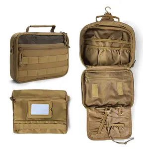 Custom Waterproof Canvas Tactical Molle Bag Hanging Organizer Cosmetic Bags Travel Essentials Toiletry Bag For Men Gift