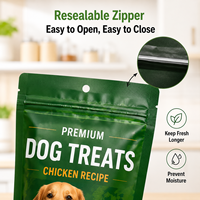 Sachet Doypack Personnalisé Imprimé pour Friandises pour Animaux avec Fermeture Éclair et Film Haute Barrière pour Emballage d'Aliments Lyophilisés pour Chiens et Chats