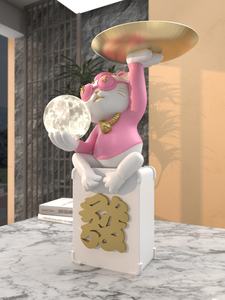 Chat porte-bonheur résine artisanat Sculpture Art populaire clé stockage entrée armoire à chaussures pour la maison salon pour décorations de bureau - Product Image 4