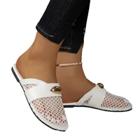 Sandal Selop Wanita Model Mule, Ringan, Berbahan Mesh, Berlubang, Ujung Tertutup, Cocok untuk Musim Panas dan Aktivitas Luar Ruangan