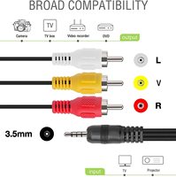 Câble de caméscope AV 3.5mm vers RCA, câble auxiliaire Audio vidéo stéréo 3.5mm mâle vers prise mâle 3RCA, 3.5 droit vers 3 RCA 1m