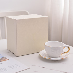 European Relief Flower Eco-Friendly Bone China Cup and Plate <b>Set</b> Modern Luxury Design for Afternoon <b>Tea</b> and Business <b>Gifts</b> - Product Image 3