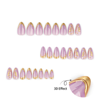 Offre Spéciale : Faux Ongles 3D de Luxe Effet Œil de Chat, Courts, Forme Amande, Couleur Violet