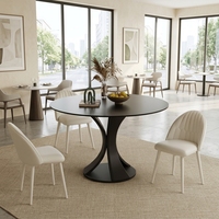 Table à manger circulaire compacte Delifeng en pierre de quartz, style minimaliste italien, blanc pur, haute température, style Xiaohongshu