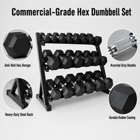 Haltères hexagonaux en caoutchouc 50 lb (paire) – Haltères fixes robustes pour la musculation