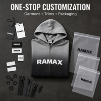 Sweat à capuche zippé RAMAX 480GSM en molleton épais dégradé, veste streetwear, logo personnalisé, vente en gros pour hommes, OEM ODM