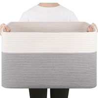 Panier de rangement pliable moderne en corde de coton tressée avec poignées pour chambre de bébé, linge et jouets divers