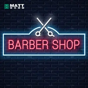 Matt Barber Shop Neon Sign Custom Business Logo and Custom Text LED Neon Sign Free Design For Shop Decoration Acrylic Led Sign