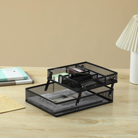 Fabricante Directo, Bandeja de Almacenamiento de Metal Ajustable A4 A5, Personalizable, Organizador de Escritorio Multifuncional para Oficina, Juego de Porta Cartas