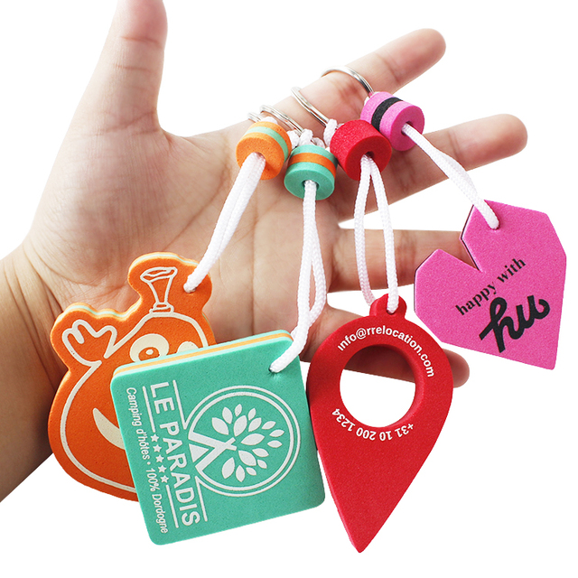 Manufacturer Free Design Shape Cylindrical Printed Logo Boat Key Chain EVA Materia Custom Nautical Foam Floating Keychain
