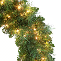 Guirlande de Noël artificielle personnalisable en PVC de 30 pouces, pré-éclairée, avec aiguilles de pin mélangées, pour décoration murale de Thanksgiving