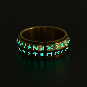 Viking Rune <b>Spinner</b> <b>Ring</b> Glow in The Dark Norse Luminous Rotating Band, Vintage Nordic Amulet Titanium Steel Fidget <b>Ring</b> - Product Image 4