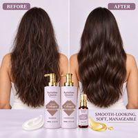 Ensemble de soins capillaires à la kératine et au collagène en 4 pièces avec shampoing et après-shampoing de 800 ml, huile capillaire et traitement revitalisant en profondeur, marque privée