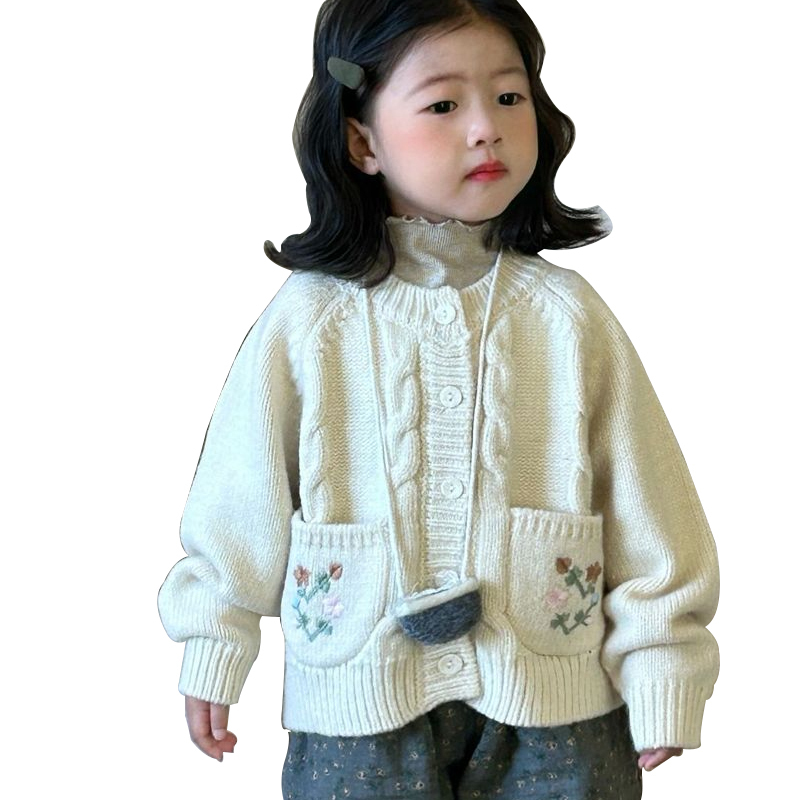 Baby Girls Embroidered Flowers Knitted Sweaters