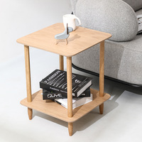 Table d'appoint nordique moderne en bois massif avec plateau en panneau de densité, table d'angle simple pour salon et chambre, table basse carrée pour usage domestique