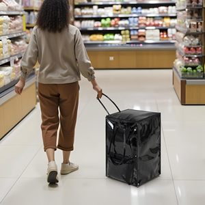 Carrito de Compras Plegable de Gran Capacidad con 4 Ruedas, Carrito de Compras de Plástico Plegable, Carritos de Mano Ajustables - Product Image 3
