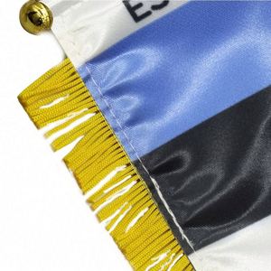 ธงสามเหลี่ยมซาตินแบบกำหนดเองของเอสโตเนียสำหรับรถยนต์ พิมพ์ดิจิทัลขนาดเล็ก พร้อมพู่สีเหลือง ทำจากโพลีเอสเตอร์พลาสติก สำหรับใช้กับยานยนต์ - Product Image 6