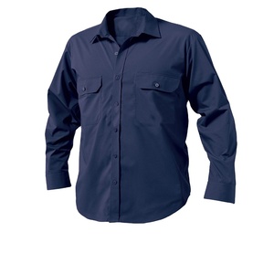 Commercio all'ingrosso OEM Custom Mutil tinta unita pura manica lunga blu Navy camicie da uomo botton up camicia da lavoro camicia da uomo per gli uomini - Product Image 2