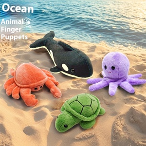 Juego de marionetas de dedo rellenas personalizadas, Mini Animal marino, juego de rol, marioneta de dedo de Animal divertido para niños, narración de cuentos - Product Image 1