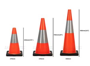 Cono de seguridad 18 "28" 36 "pvc אוסטרליה תחבורה כביש חרוט שחור בסיס כתום בנייה עם השתקפות אישית - Product Image 5