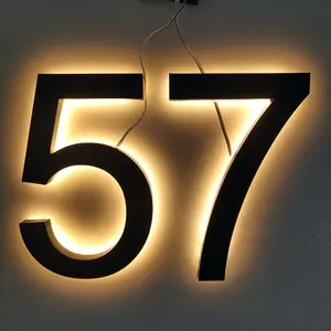 Lamp Backlit Light Up House Address Numbers Illuminated Metal House Numbers Led Modern Address Signs For Homes