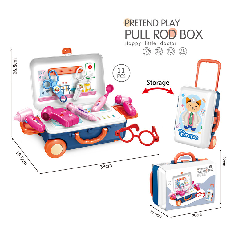2 IN 1 suitcase pretend play doctor cart play set Trolley toy For Children plastic pull rod medical toys