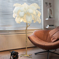 ZUNGUAN Nouveautés Lampe sur pied LED 5W de luxe moderne nordique avec plumes d'autruche pour la maison