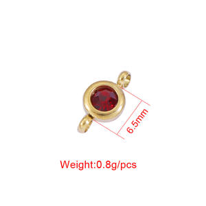 <span class=keywords><strong>Lot</strong></span> Van 5 6.5Mm Roestvrij Staal Geboortesteen Armband Bedels 12 Kleuren Voor Kinderen Sieraden Maken (Twee Gaten) - Product Image 2