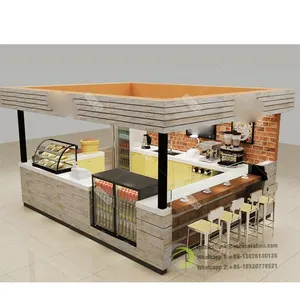 야외 닫기 나무 강화 유리 문 커피 숍 키오스크 디자인
